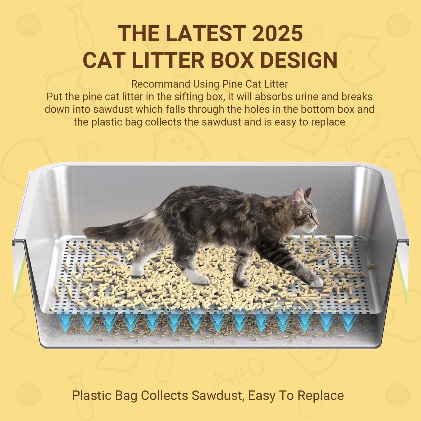XL Cat litter box; Sifting pan, Ordor control, Easy Clean
