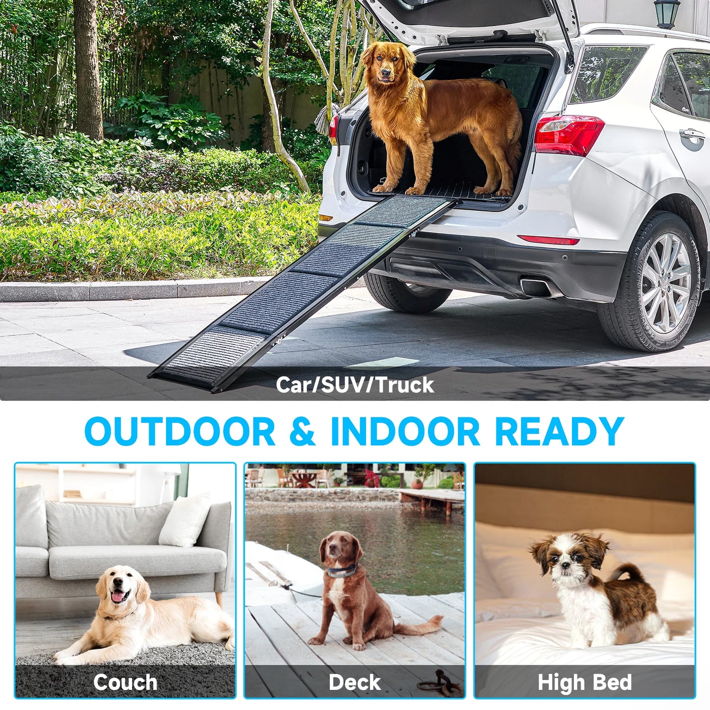 Dog Car Ramp; 63" Folding Pet Ramp / Large Dogs'