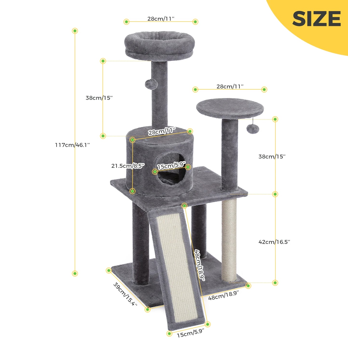 Multi-Level Cat Tree Tower; Kitten Tower Cozy Condo;
