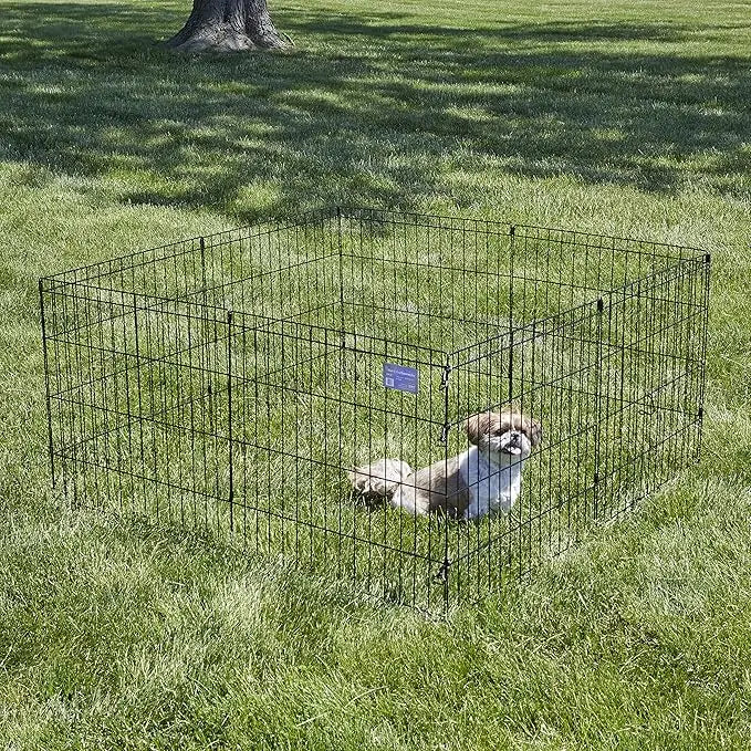 8 panels Pet Playpen; No Door / 2 Door Black;