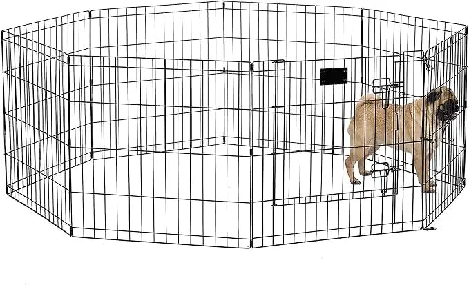 8 panels Pet Playpen; No Door / 2 Door Black;