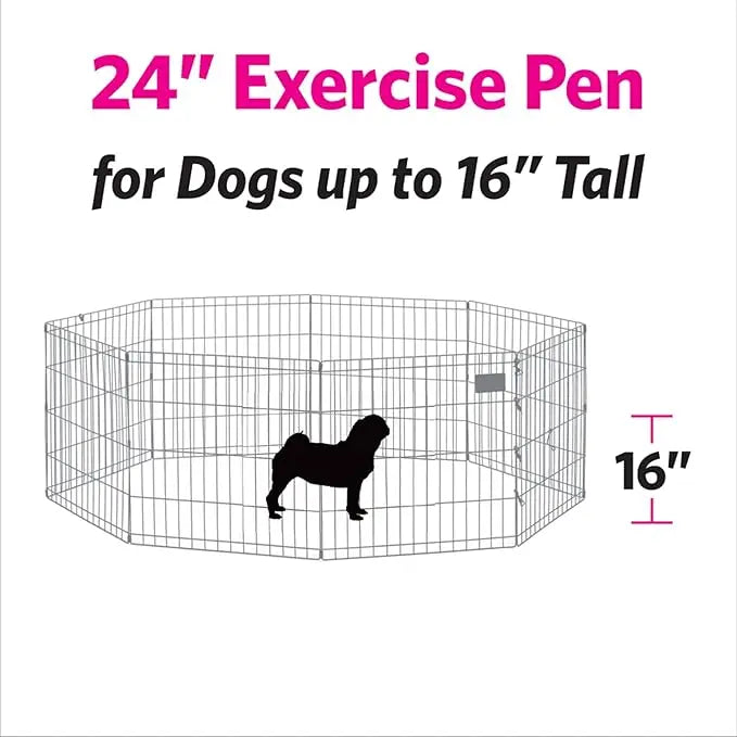 8 panels Pet Playpen; No Door / 2 Door Black;
