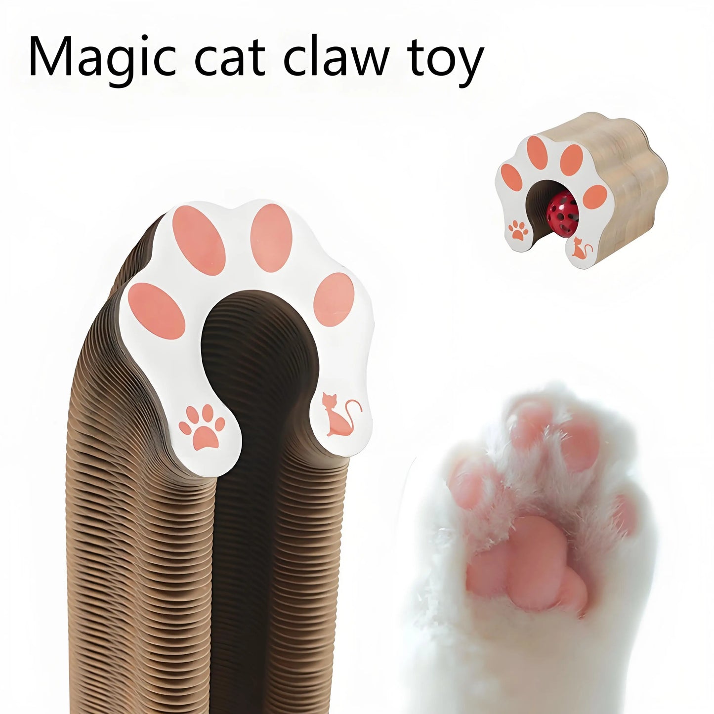 Cat Scratching Board w/ Bell – Corrugated Paper Toy,