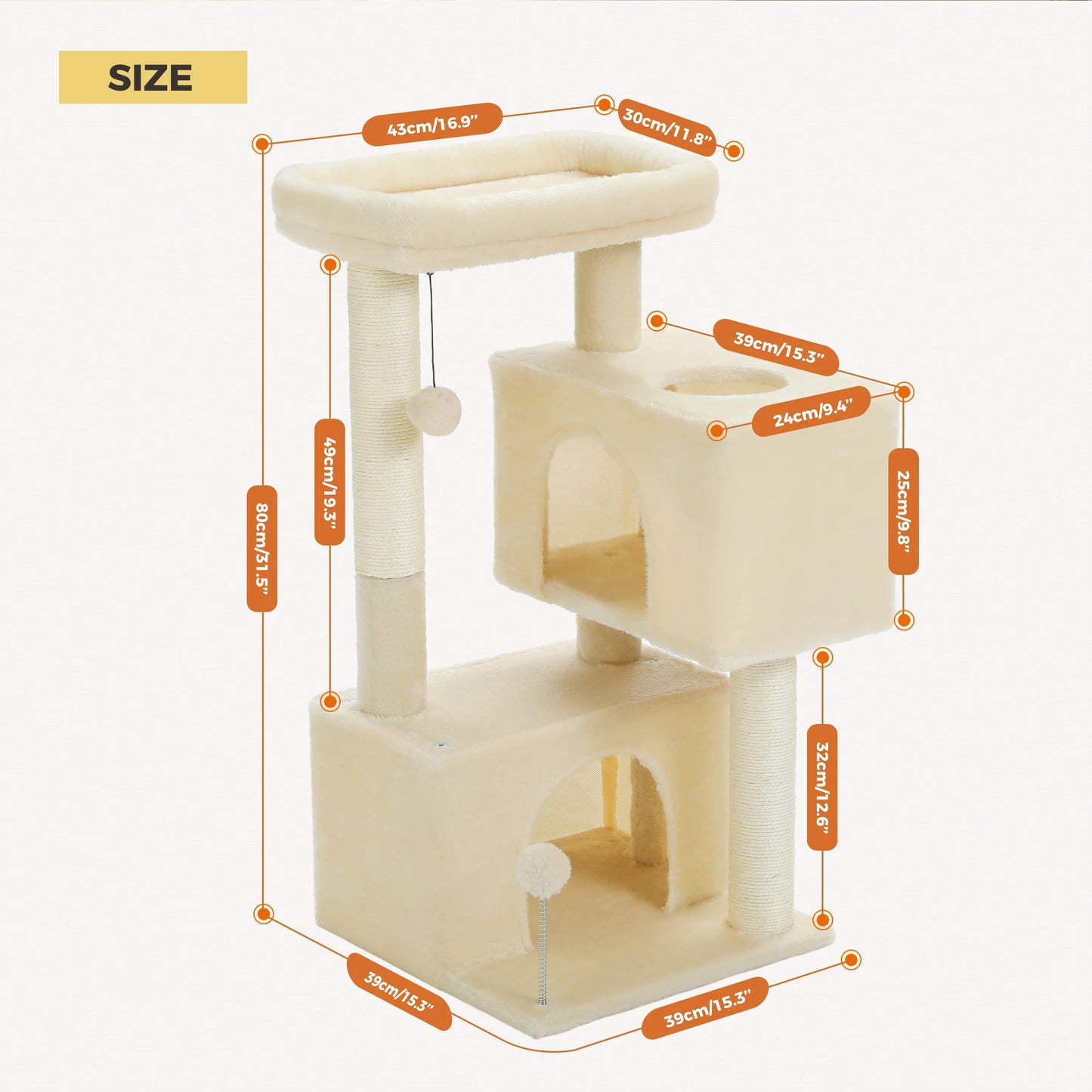 Cat Tree/ Tower Double Spacious Condos Indoor Cats
