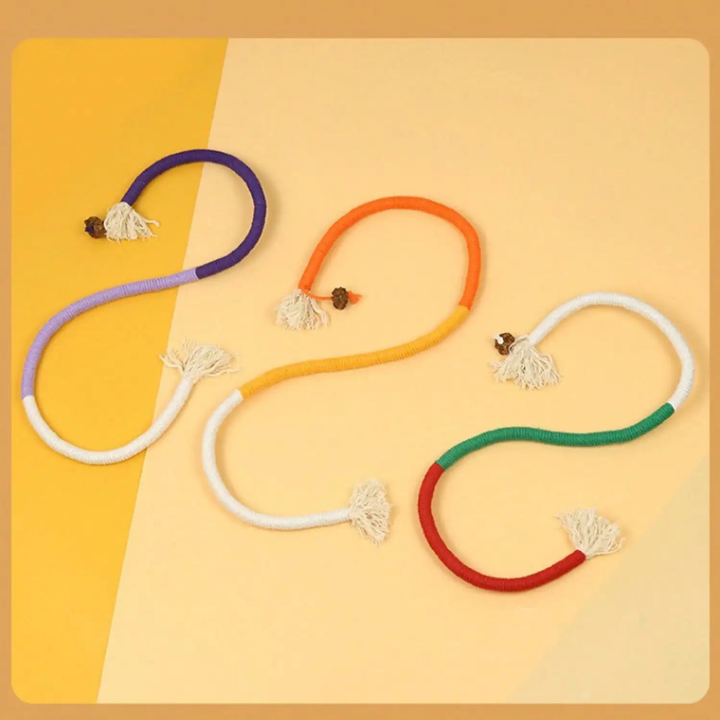 Color Blocking Cotton Rope Safe Cat Toys;