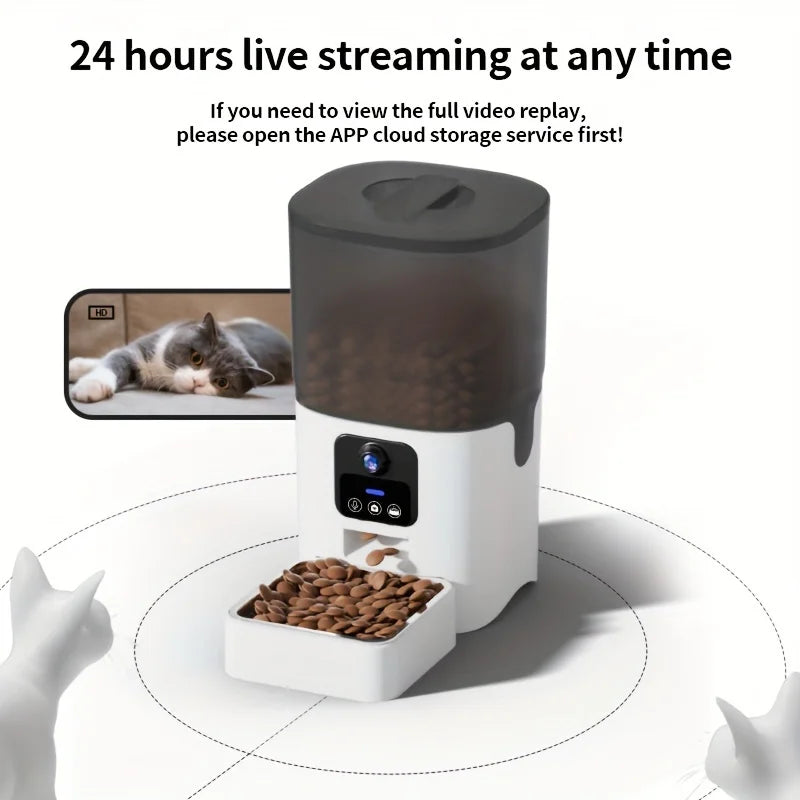 Pet automatic feeder visual cat / dog food wifi intelligent; timed quantitative pet food dispenser 6L video model ;