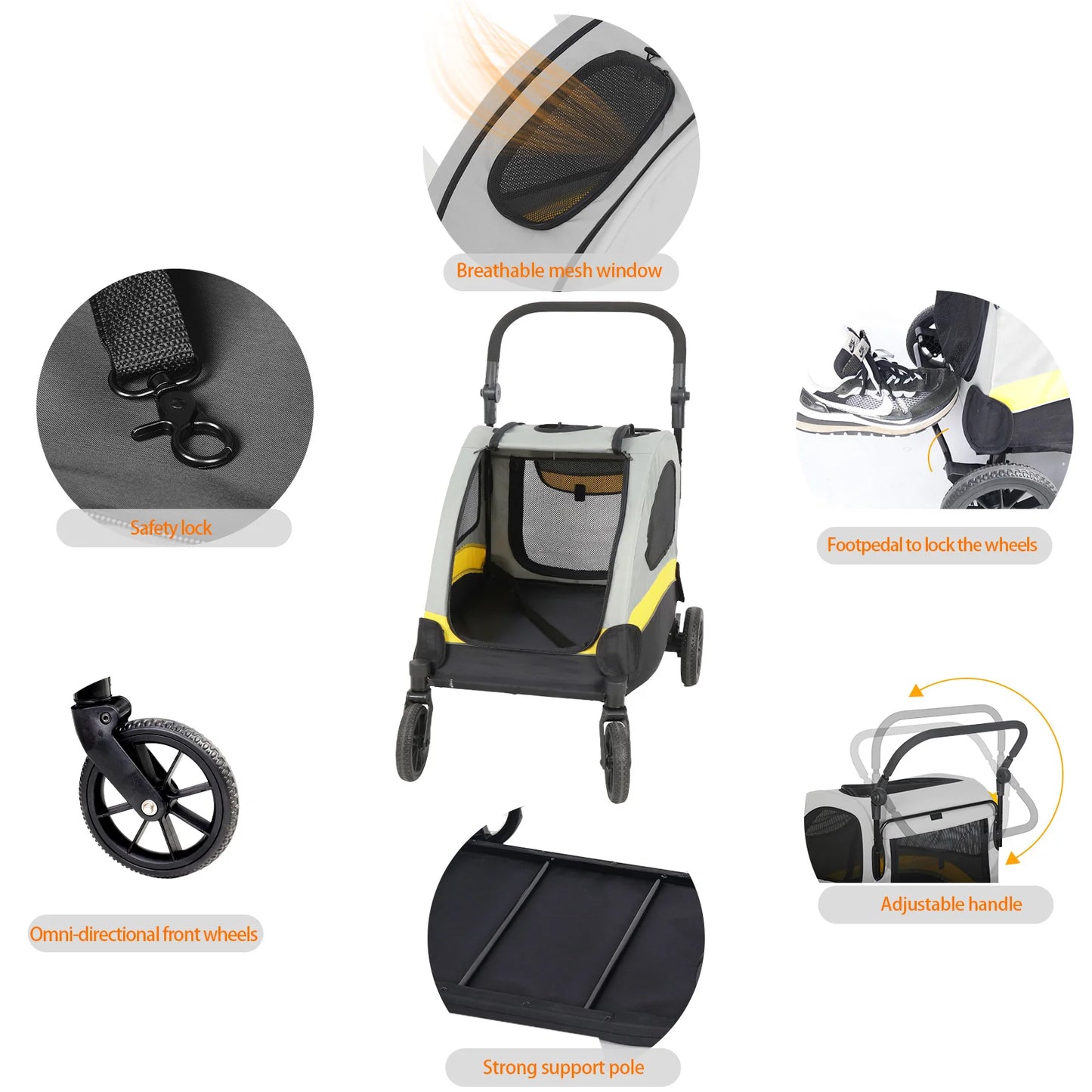 Portable Dog Stroller; Pet Jogger Wagon; Foldable ;