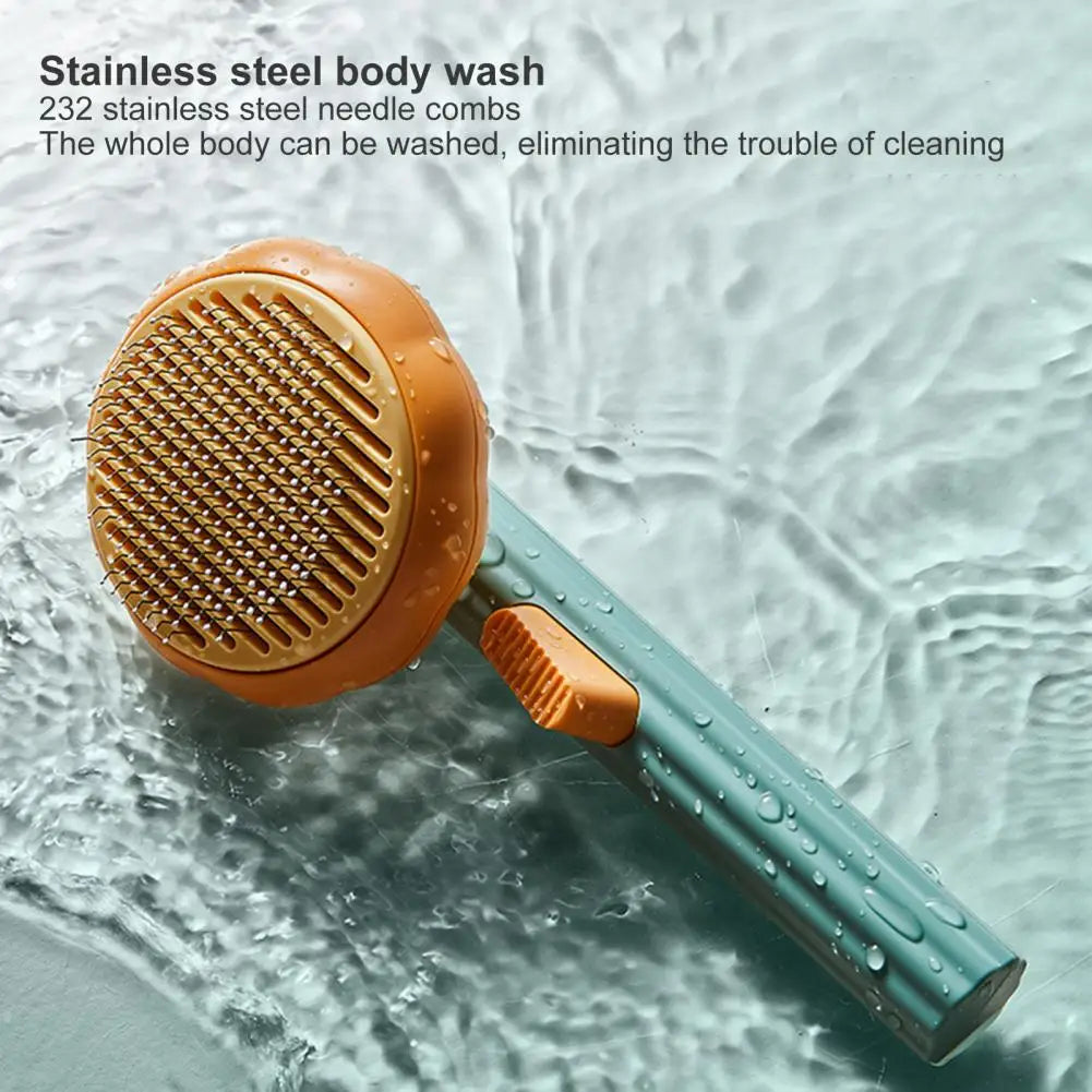 One-Click Cleaning Slicker Brush for Pets; Hair Removal Comb for Cats & Dogs,;Easy-Clean Button for fast cleaning;