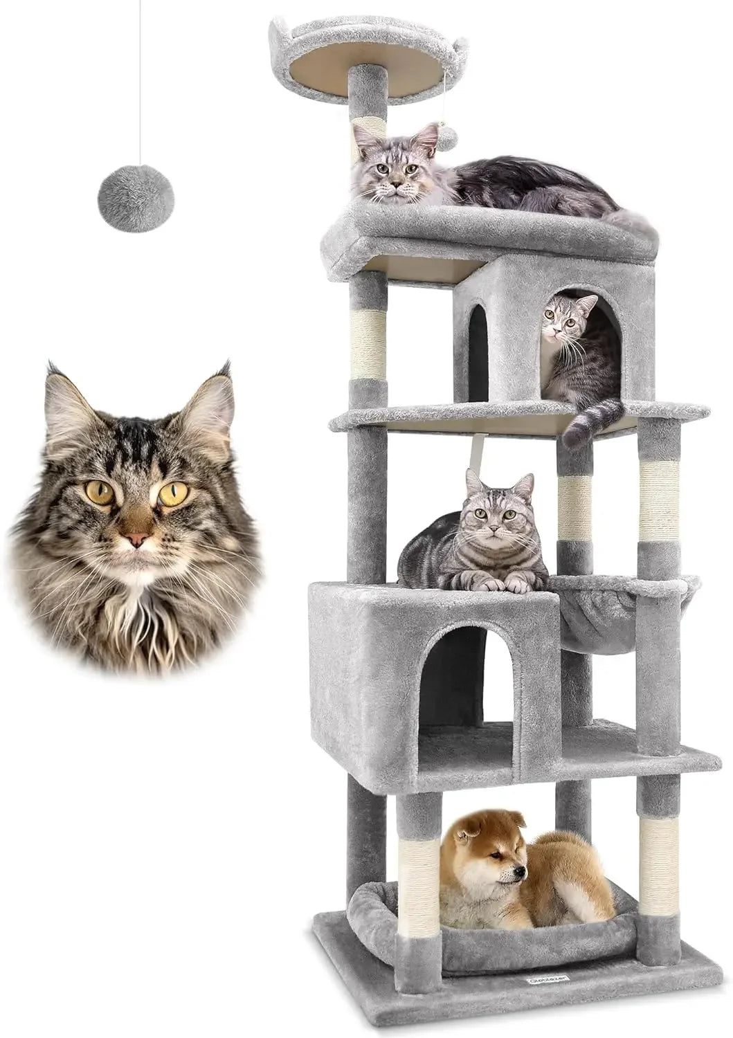 Heavy Duty Cat Trees Large Cats,Sturdy 72inMaine Coon Cats Tree for Large Cat 20lbs+Heavy Duty Cats Tower for Adult Biggest Cats