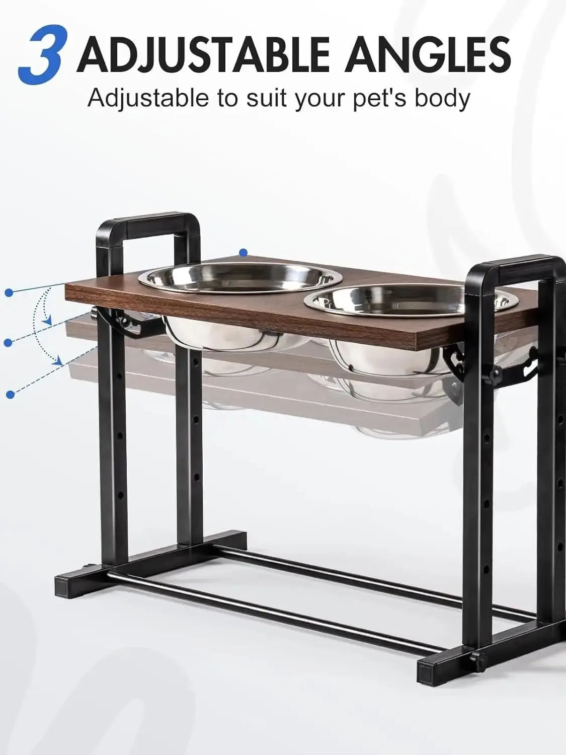 Raised Dog Bowls ; Height Adj Sturdy Wooden Feeder;l
