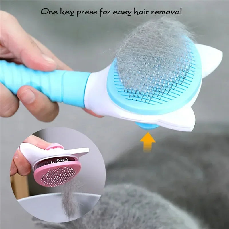 Pet Comb Cleaning Brush ;Supplies High Quality Self cleaning Brush; Professional Grooming brush for Dogs/Cats ;