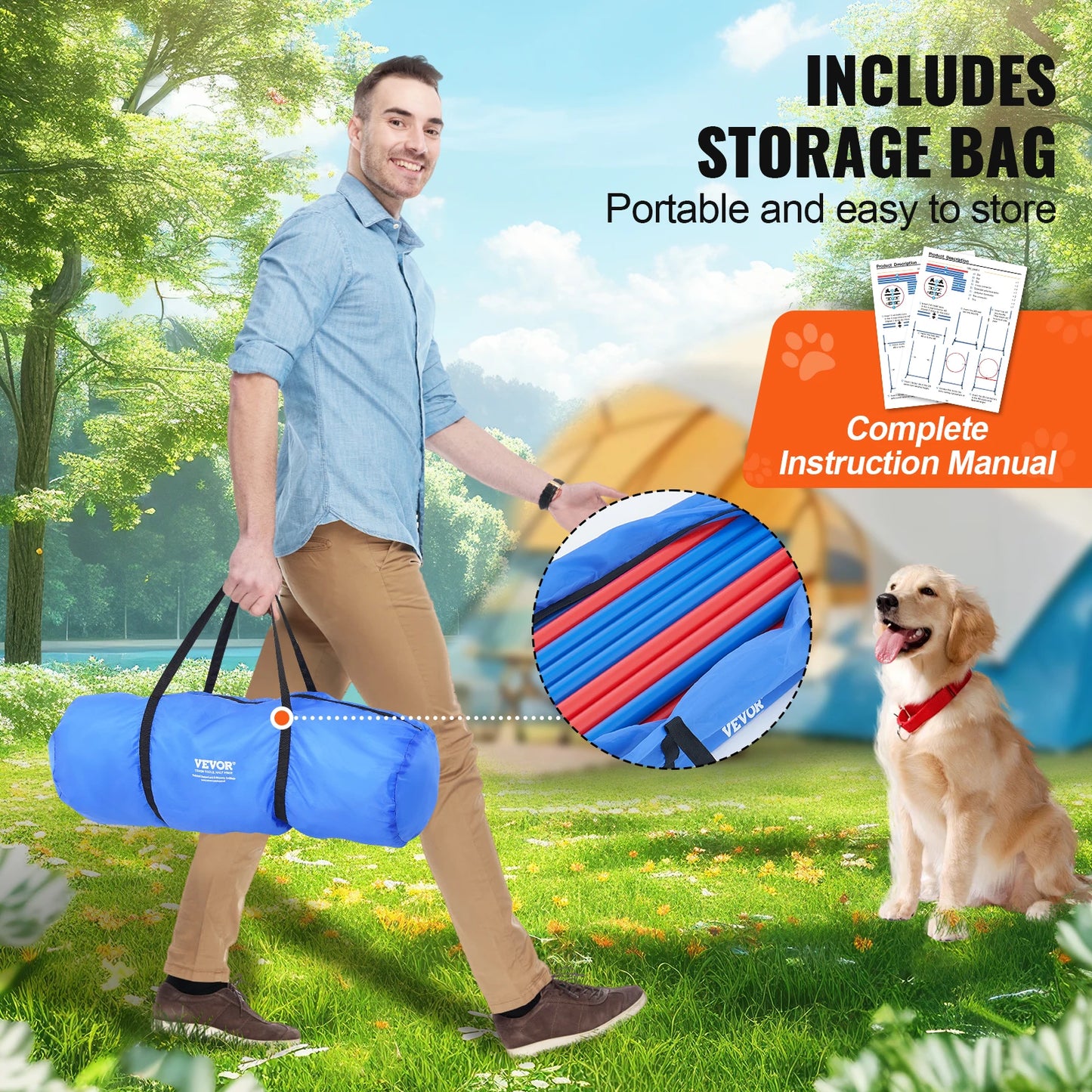 Dog Agility Training Equipment 7pc. Set;Storage bag;