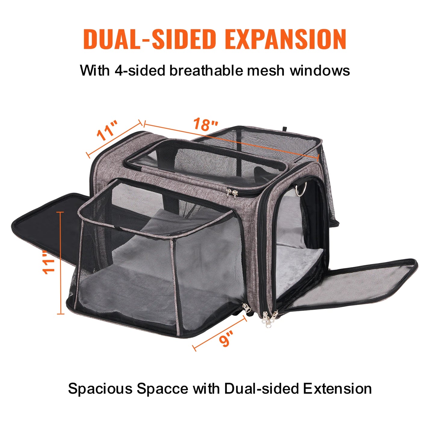 Pet Carrier Breathable; Airline approved; Carry Backpack w/ Telescopic Handle