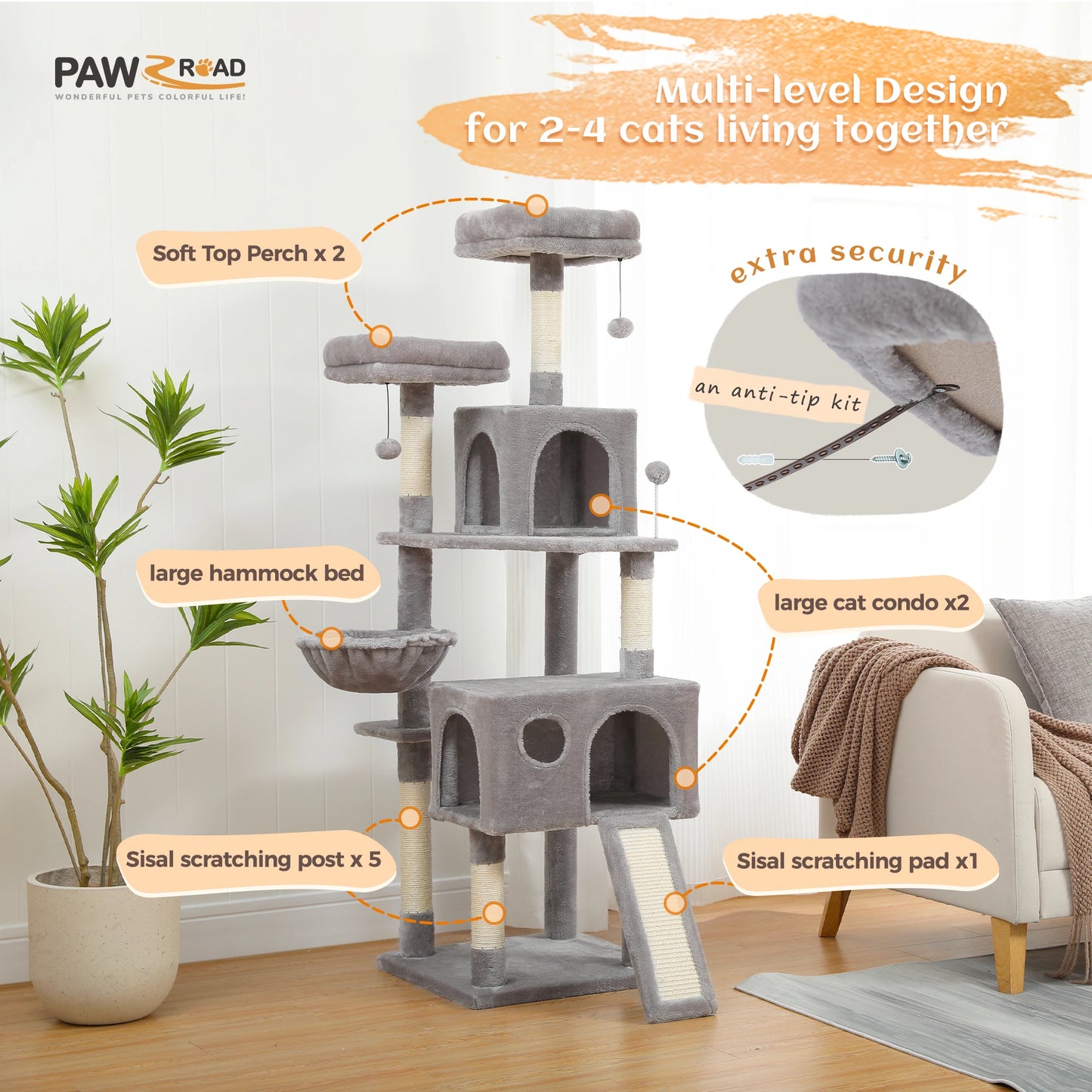 Multi-Level Cat Tree/ Condo Style;