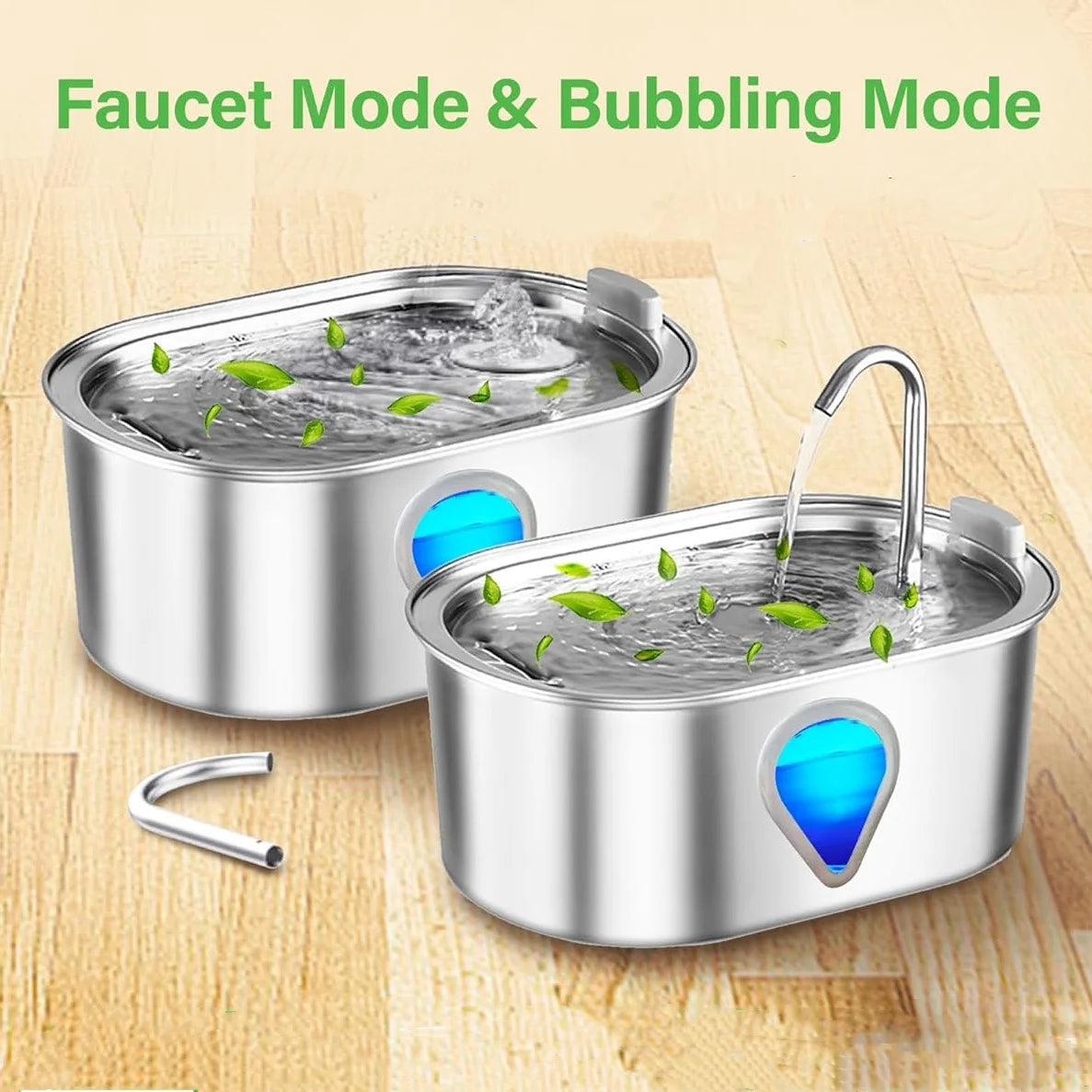 Auto large capacity pet water dispenser; stainless steel water fountain with LED Lighting;