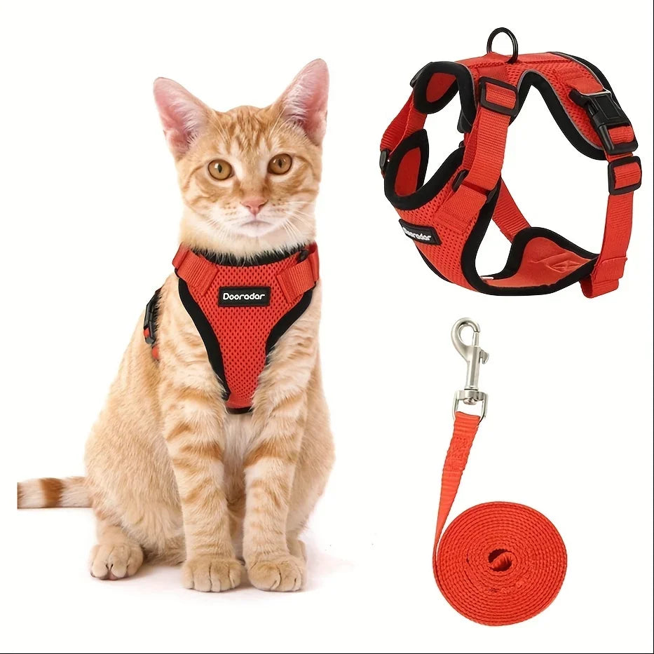 Cat Leash Harness; Non-Slip Adjustable Leash; Non-Slip Cat/ Dog Leash Vest Chest Carrie;r