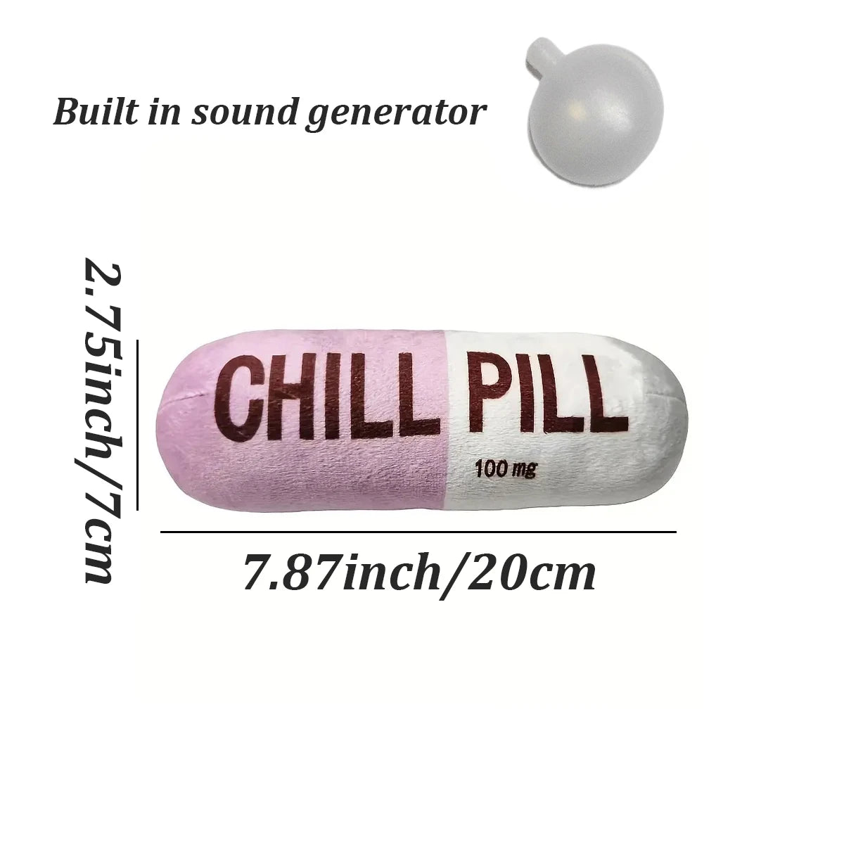 Interactive Plush Pill-Shaped Dog Toy with Squeaker;