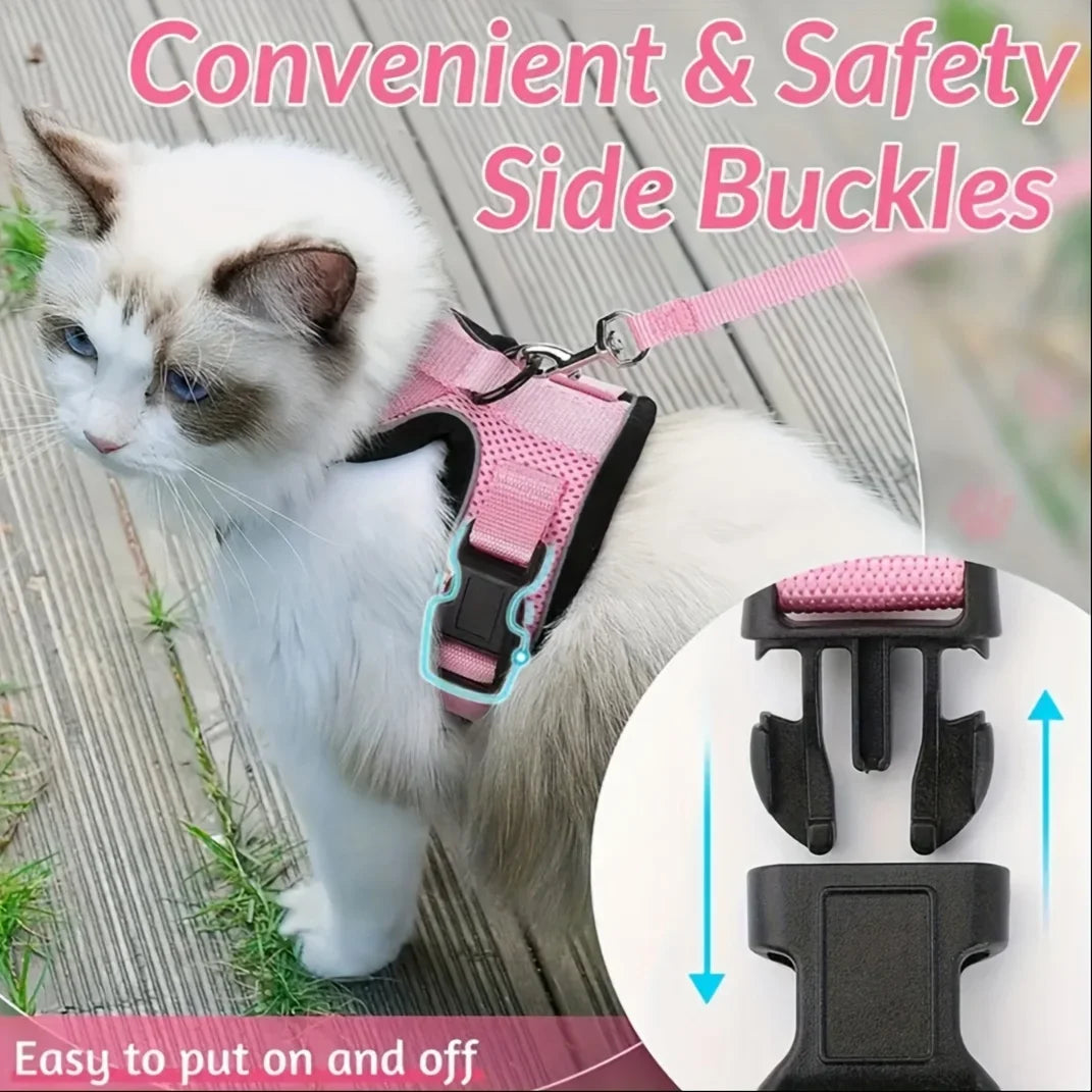 Cat Leash Harness; Non-Slip Adjustable Leash; Non-Slip Cat/ Dog Leash Vest Chest Carrie;r