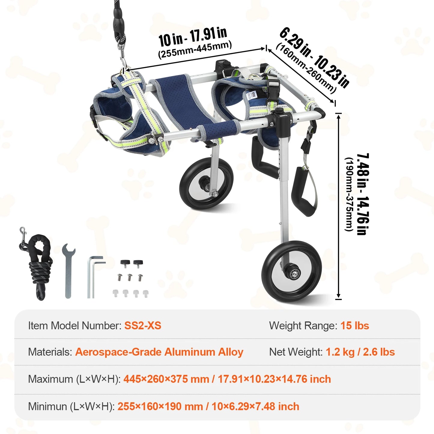 Dog Wheelchair for Back Legs; For Disabled Dogs;