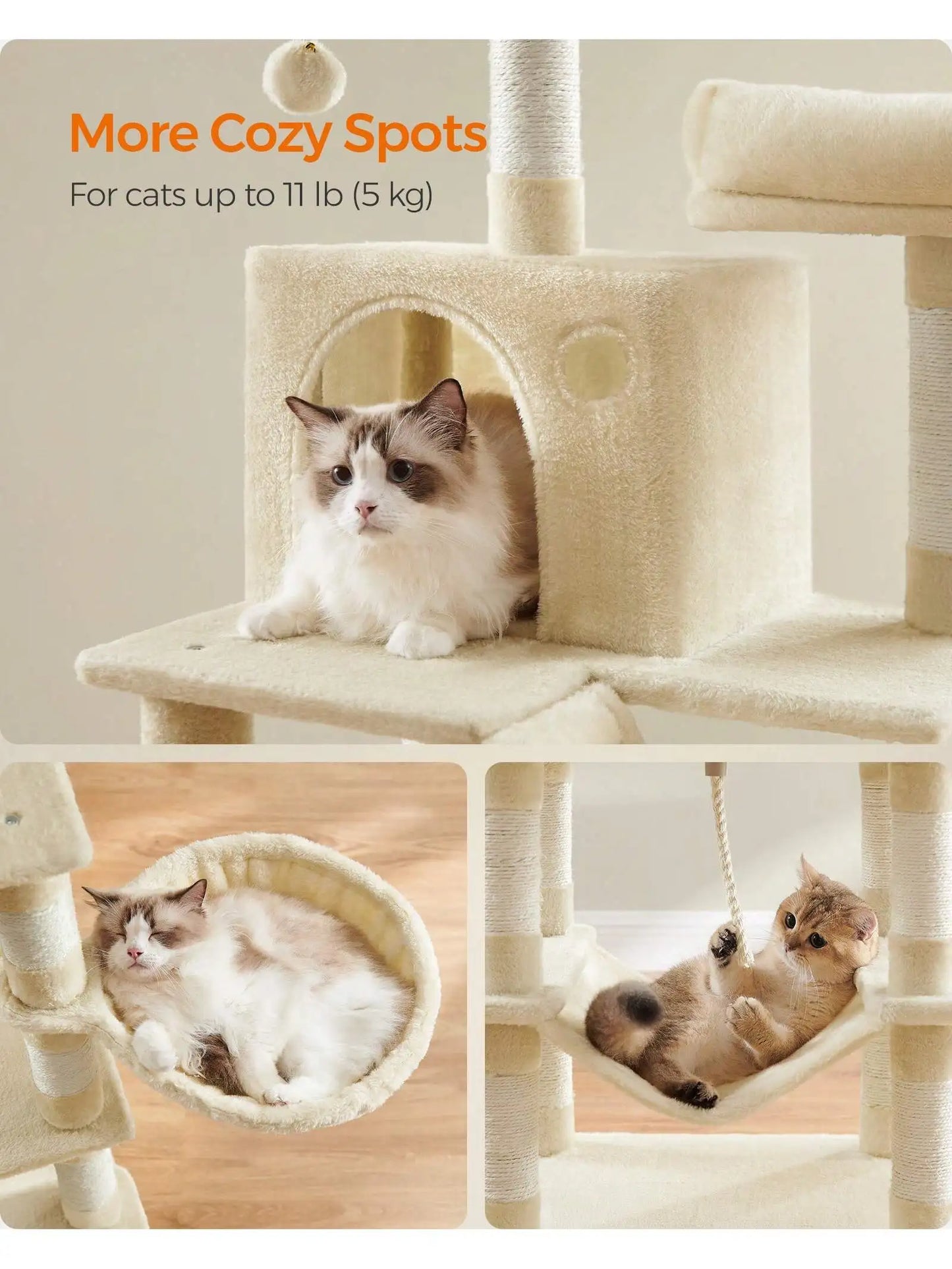 Cat Tree, 66 " Cat Tower w/ Scratching Posts,