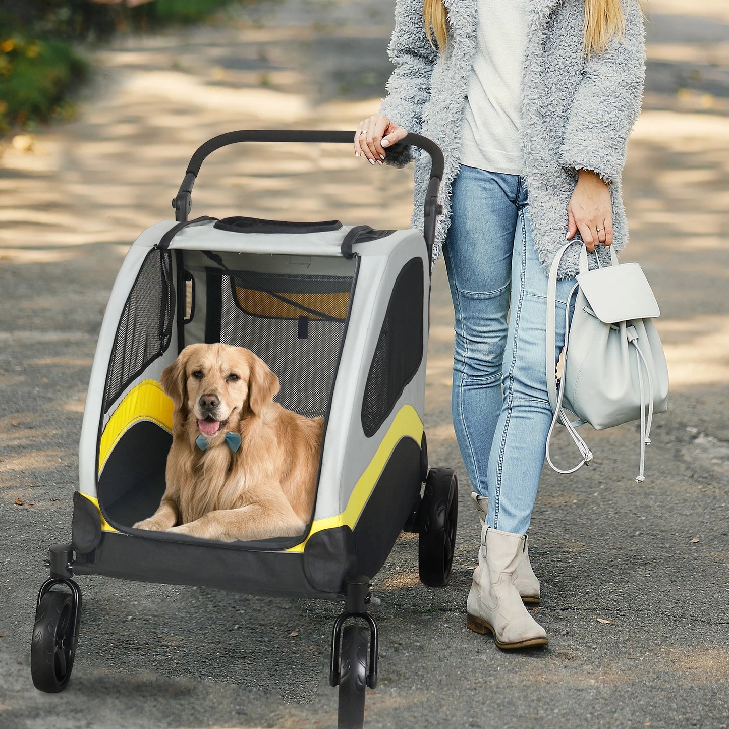 Portable Dog Stroller; Large Dogs Foldable Pet Stroller; Cat Travel Stroller;