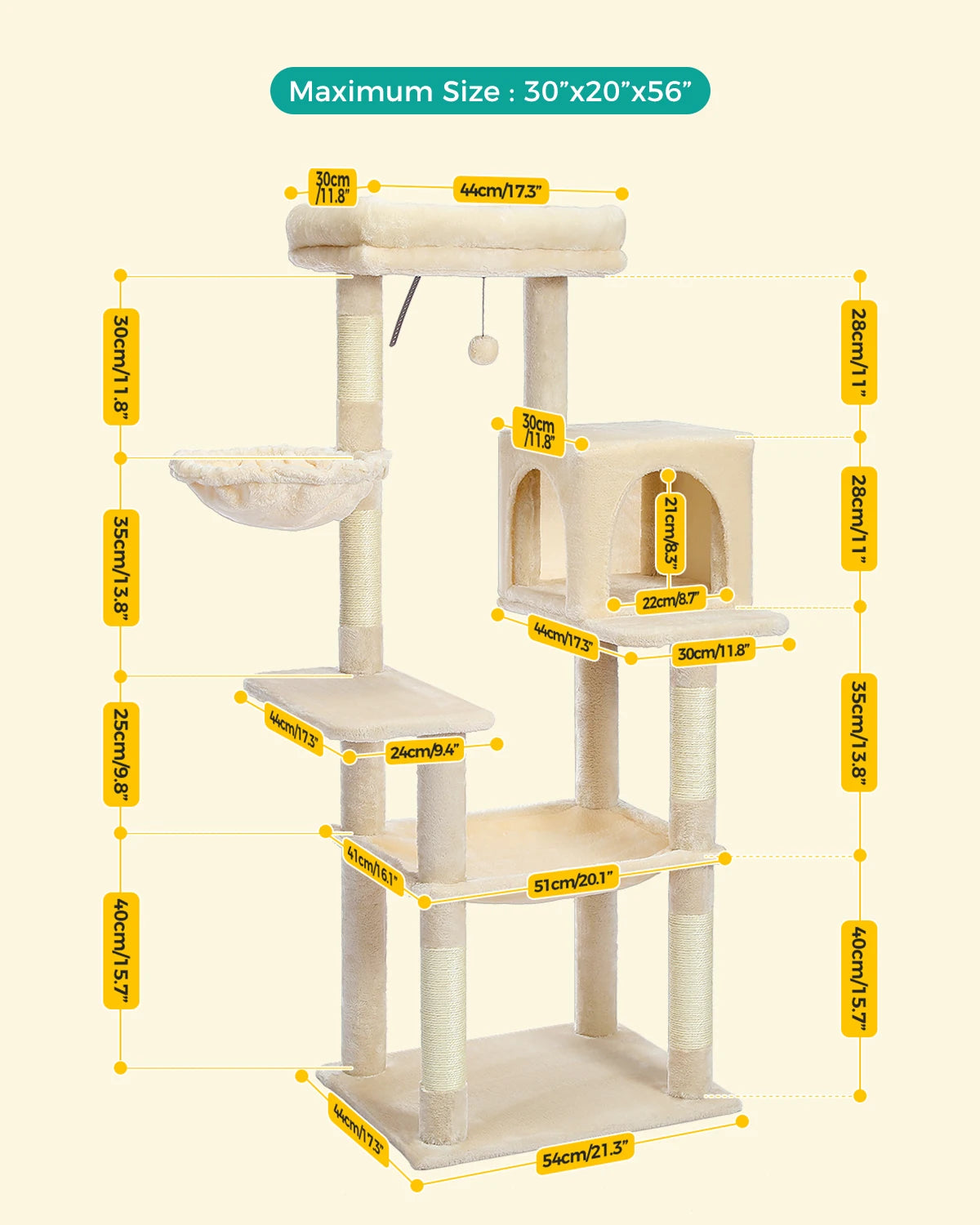 Multi-Level Cat Tree Tower; Kitten Tower Cozy Condo;