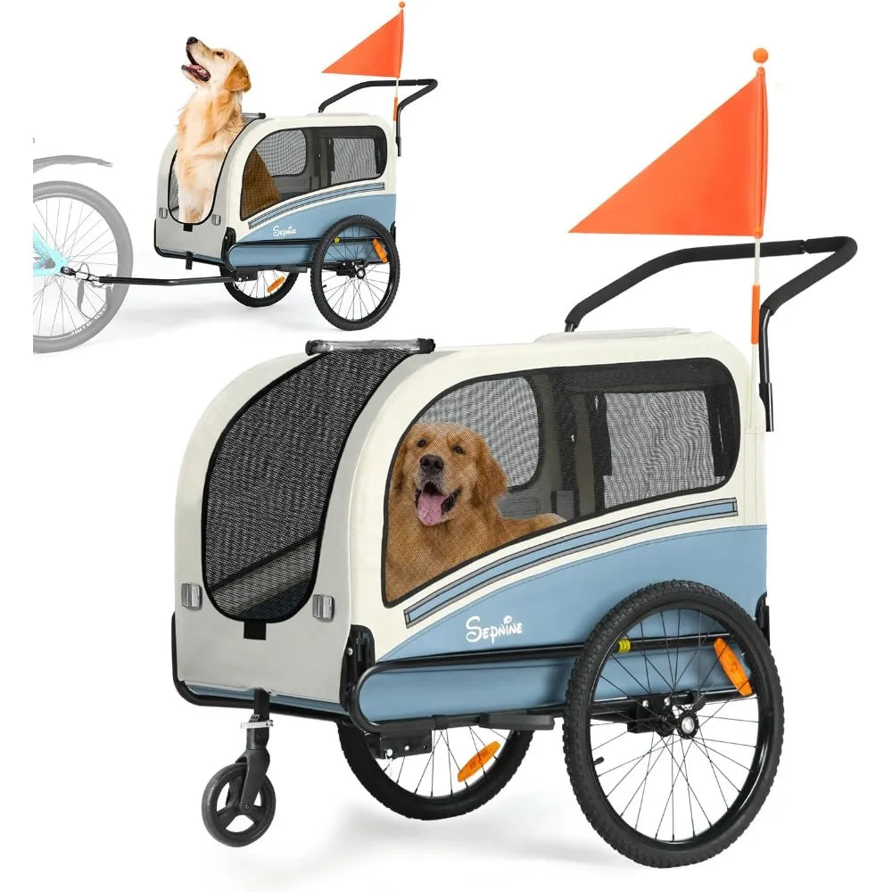 Dog Bike Trailer; Supports to 88 lbs; Pet Stroller Cart Carrier; Easy Folding Frame ;