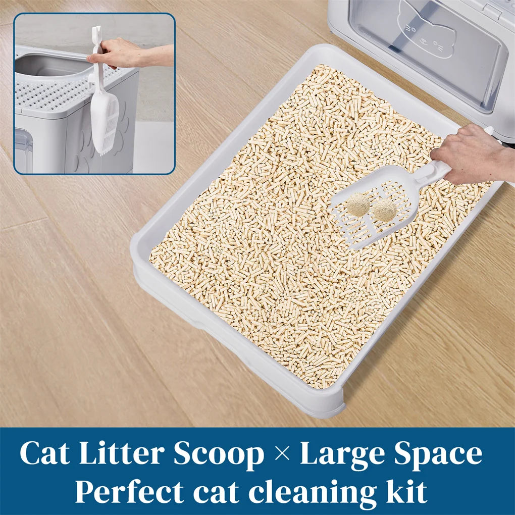 Enclosed Cat Litter Box ; , Detachable Lid; Cat Toilet w/ Scoop