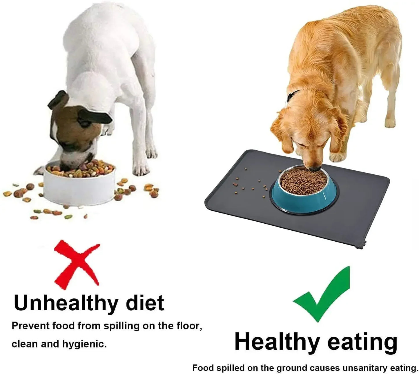 Food Mat For Feeding Bowl; Silicone Mat -Waterproof;