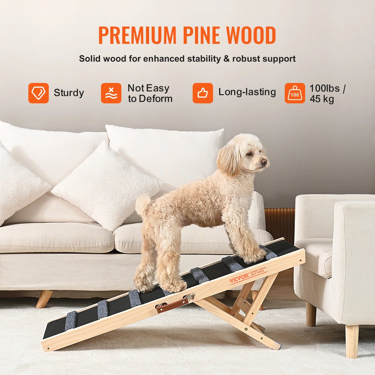 VEVOR Dog Ramp / Ladder; Adjustable Wooden Pet Ramp ;