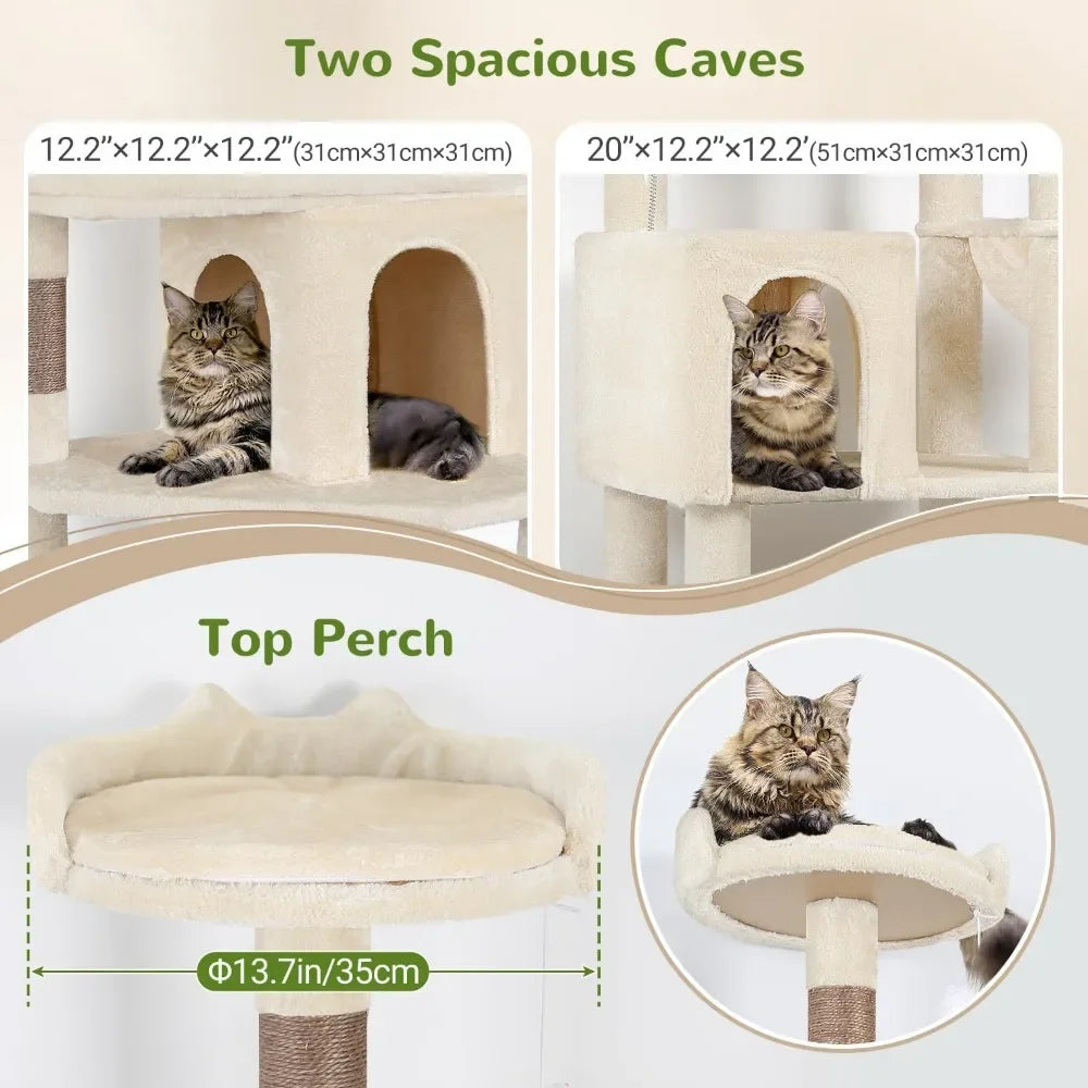 Heavy Duty Cat Trees Large Cats,Sturdy 72inMaine Coon Cats Tree for Large Cat 20lbs+Heavy Duty Cats Tower for Adult Biggest Cats