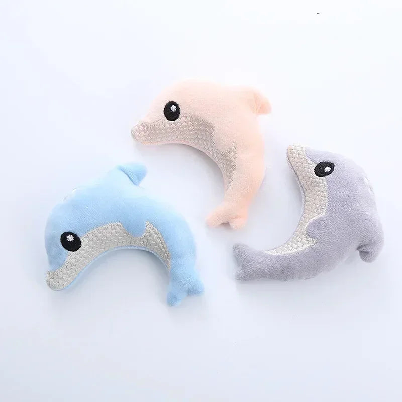 Cat toystuffed baby dolphin w/ catnip nibble toy