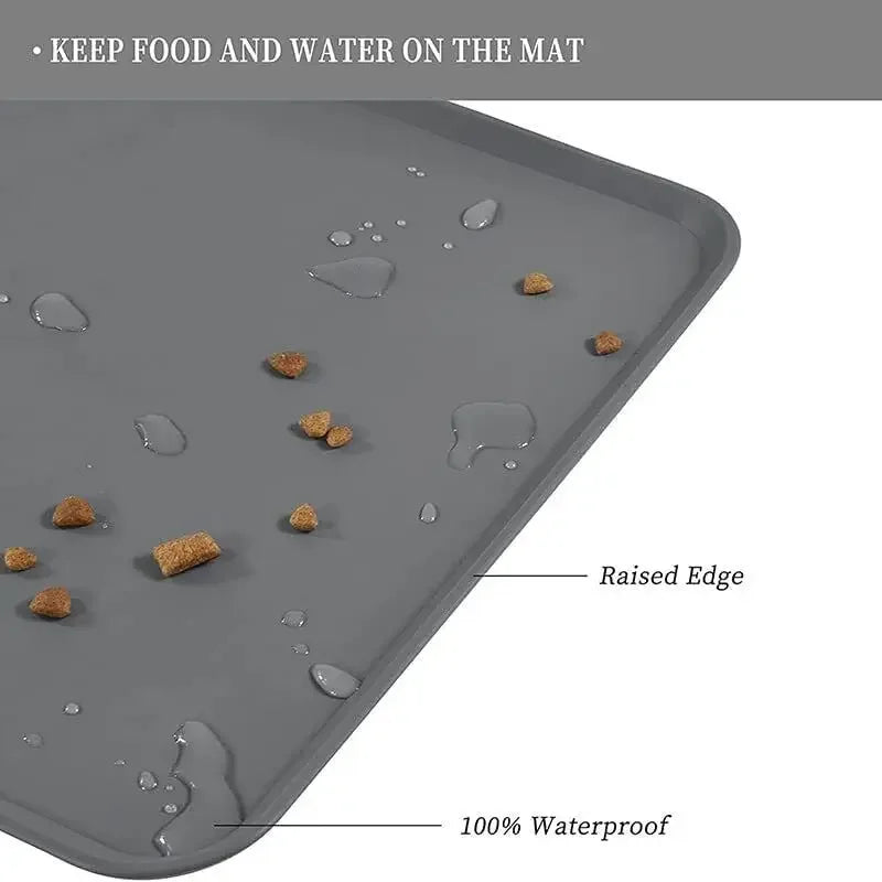 Food Mat For Feeding Bowl; Silicone Mat -Waterproof;