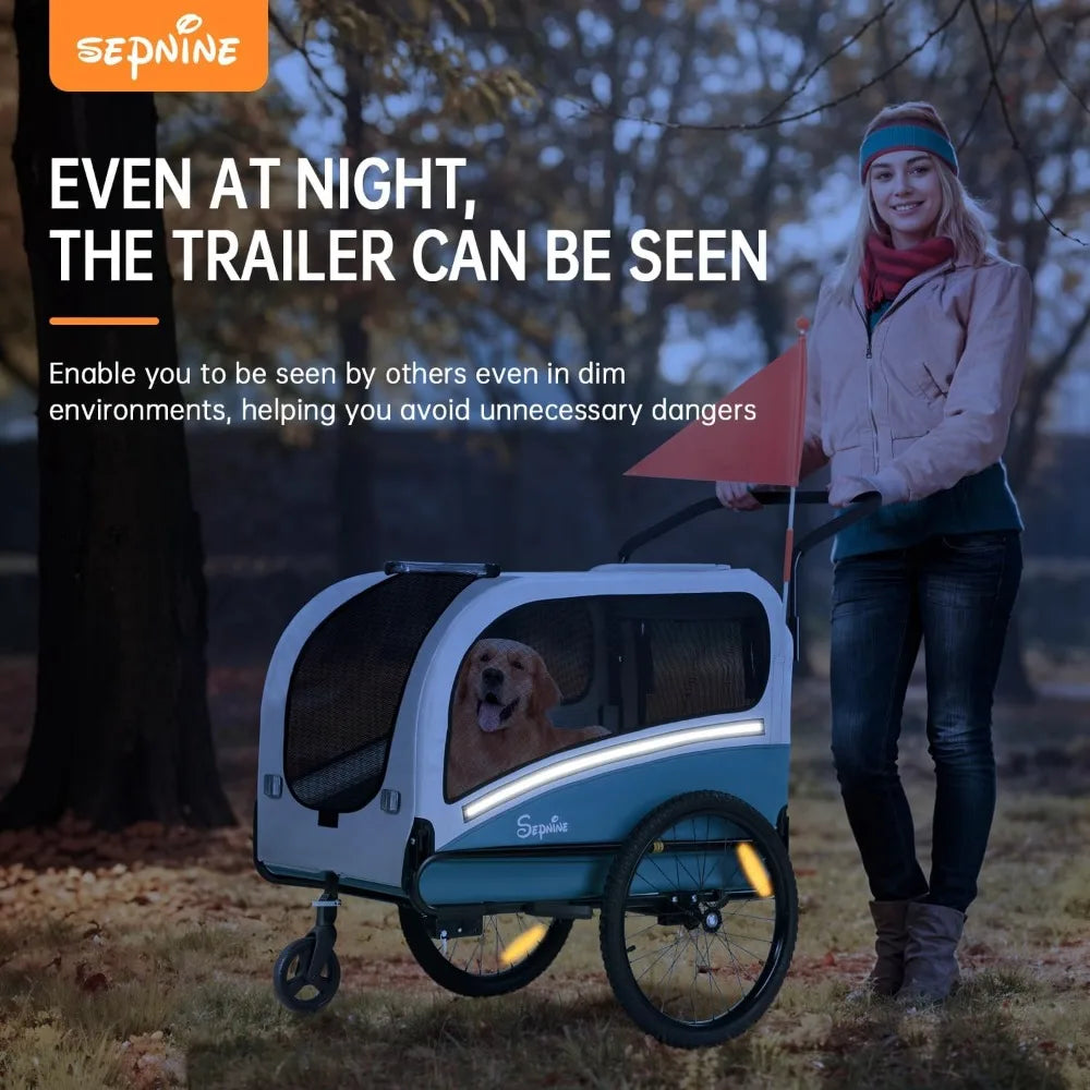 Dog Bike Trailer; Supports to 88 lbs; Pet Stroller Cart Carrier; Easy Folding Frame ;