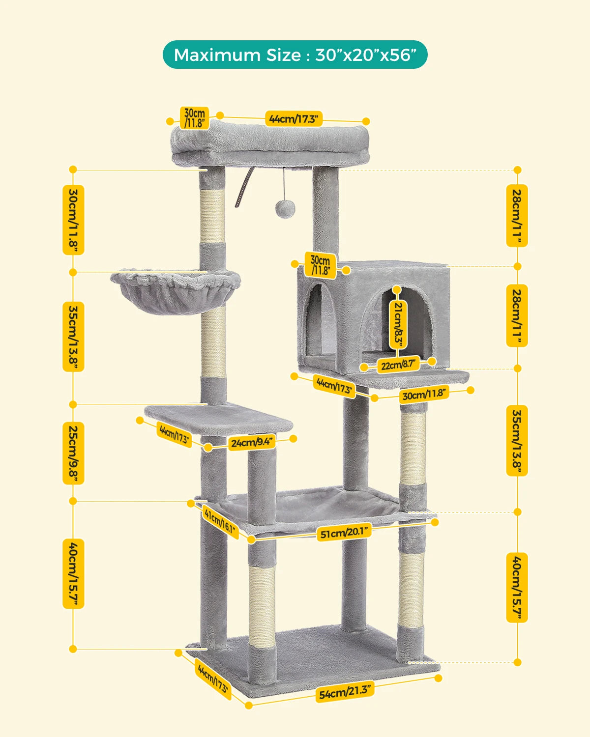 Multi-Level Cat Tree Tower; Kitten Tower Cozy Condo;