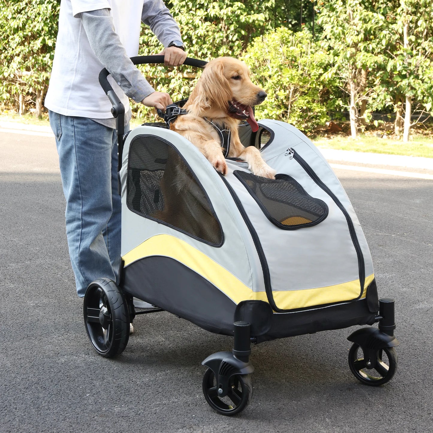 Portable Dog Stroller; Large Dogs Foldable Pet Stroller; Cat Travel Stroller;