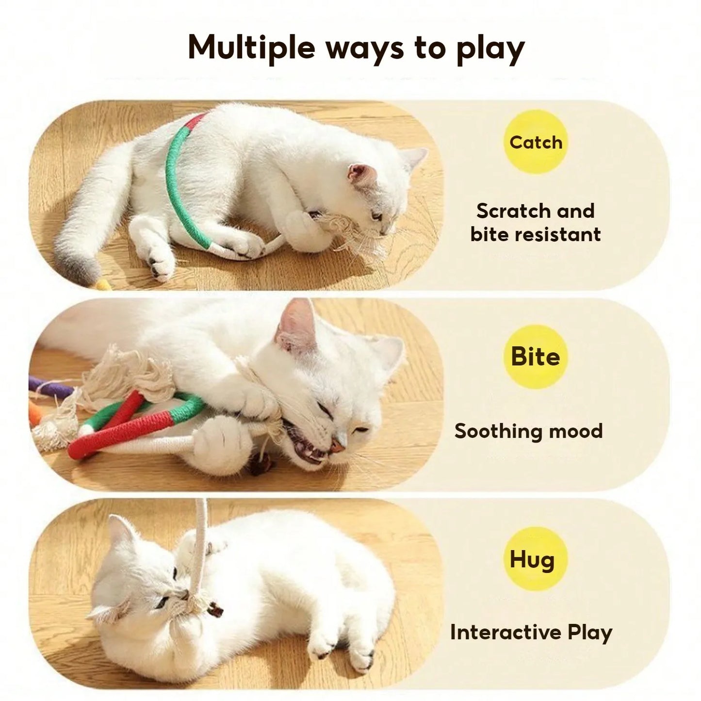 Color Blocking Cotton Rope Safe Cat Toys;