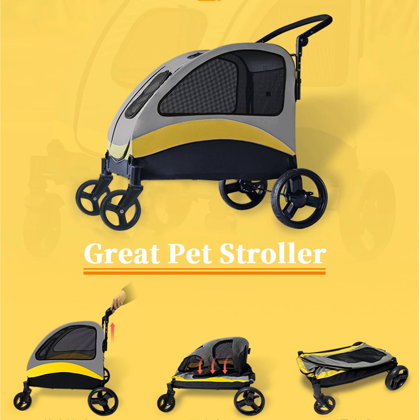Portable Dog Stroller; Large Dogs Foldable Pet Stroller; Cat Travel Stroller;