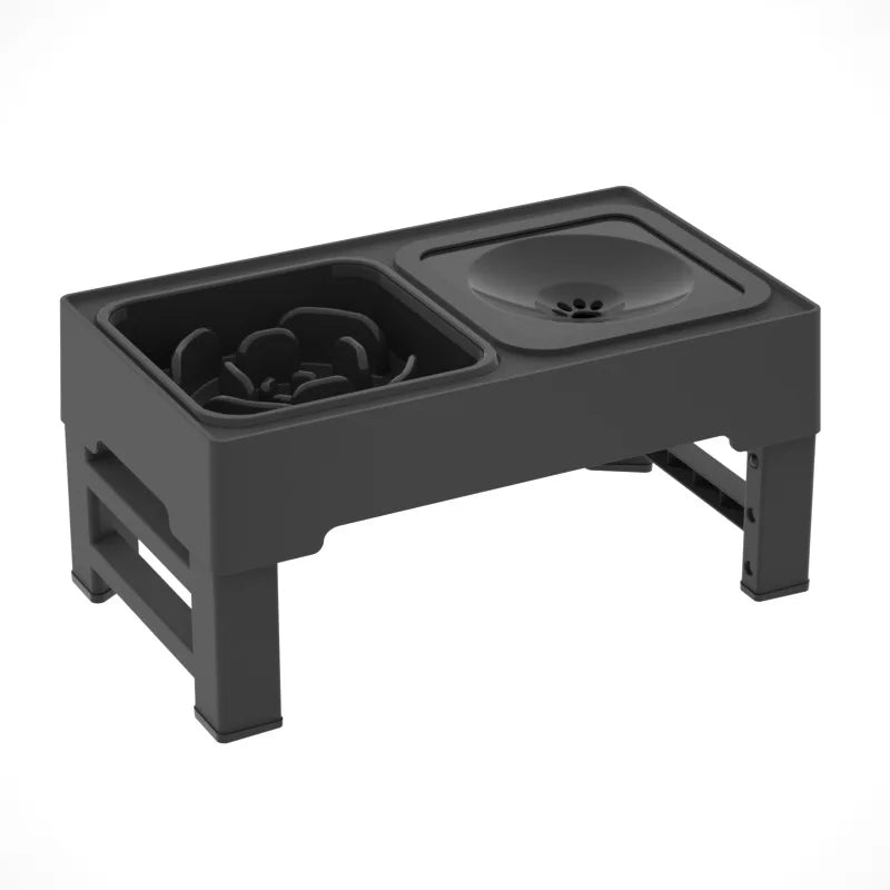 Elevated Dog Food Feeder; Raised Dog Bowl Stand w/ Bowls;