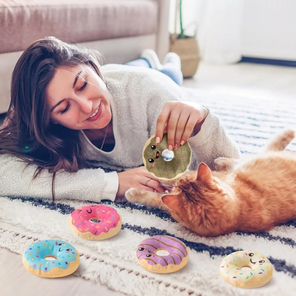 5 pc. Donut Catnip Toys; Indoor Cats Chew ;