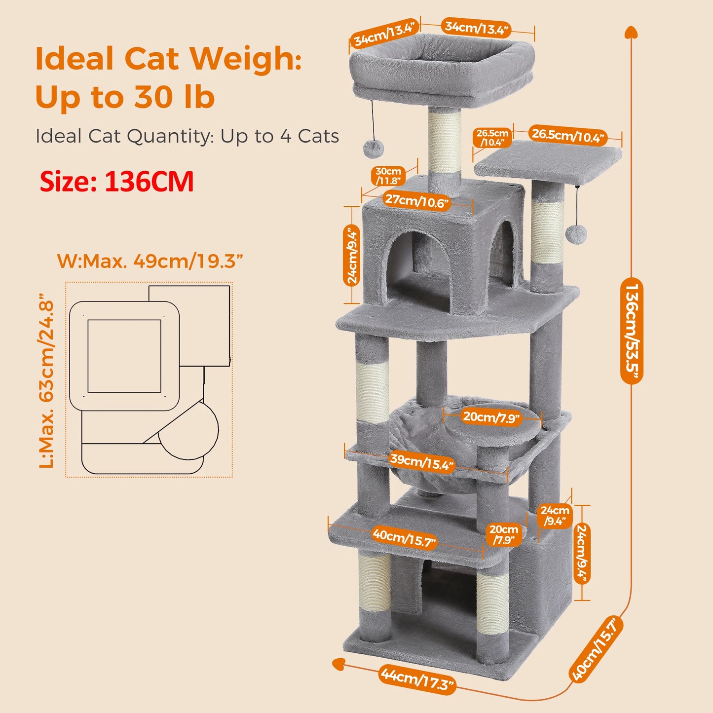 Large Cat Tree & Tower for Indoor Cats
