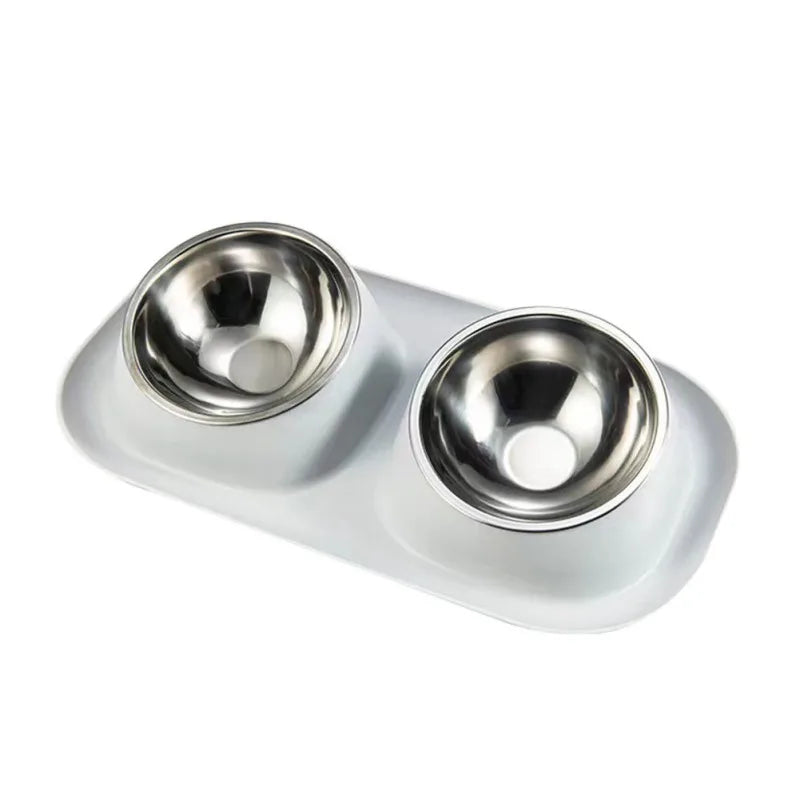 Stainless Steel Double Cat/ Dog Bowl; Cat Food Container Non-slip Tilt Safeguard Neck Puppy/ Cat Bowl ;