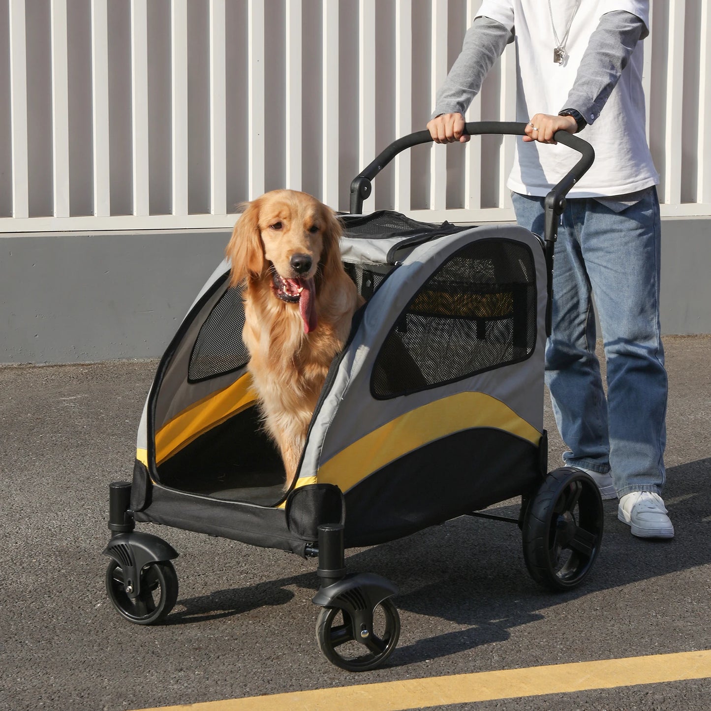 Portable Dog Stroller; Large Dogs Foldable Pet Stroller; Cat Travel Stroller;