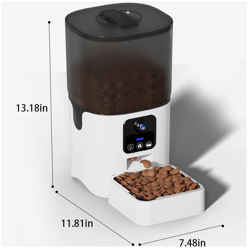 Pet automatic feeder visual cat / dog food wifi intelligent; timed quantitative pet food dispenser 6L video model ;