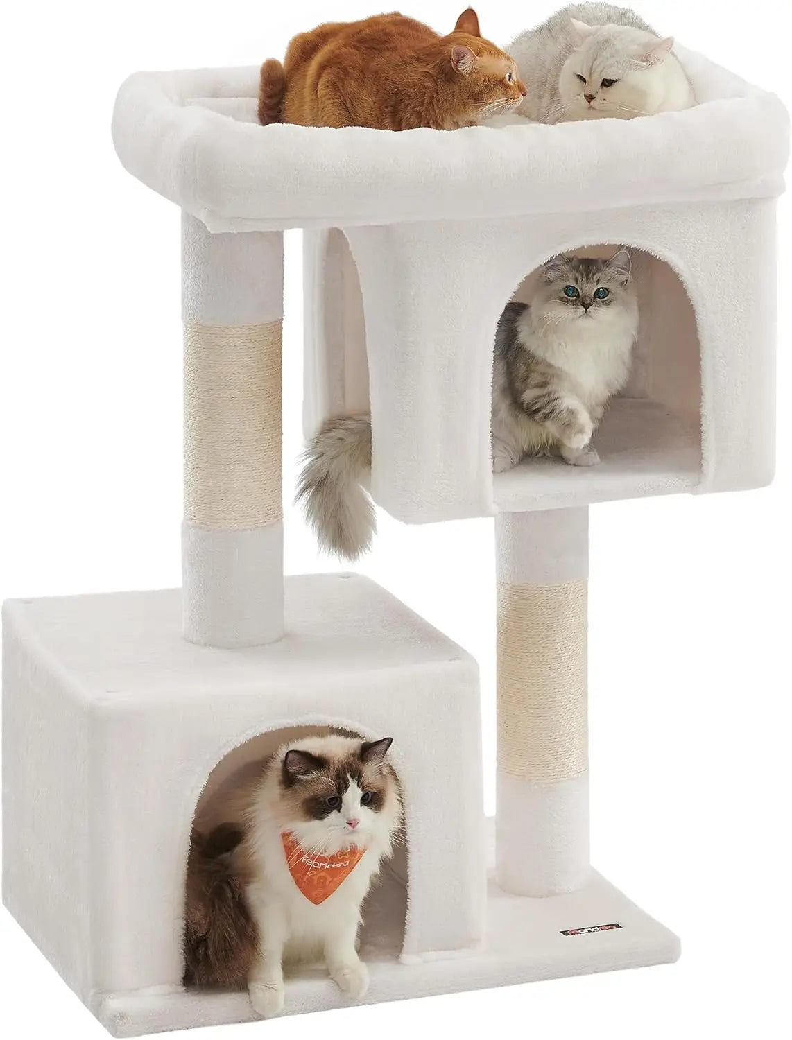 Cat Tree, 33.1-Inch Cats Tower, L, Cat Condo for Large Cats up to 16 lb, Large Cat Perch,2 Cats Caves,Scratching Post,Light Gray