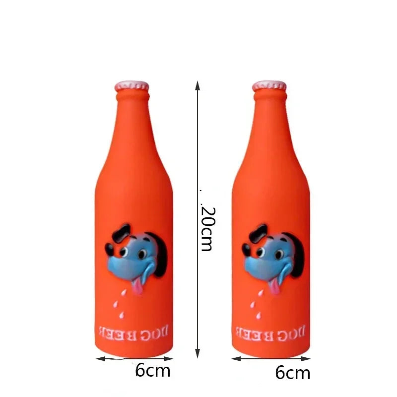 Dog Toys Silicone Bottle ;Puppy Chew Squeaky Toy;