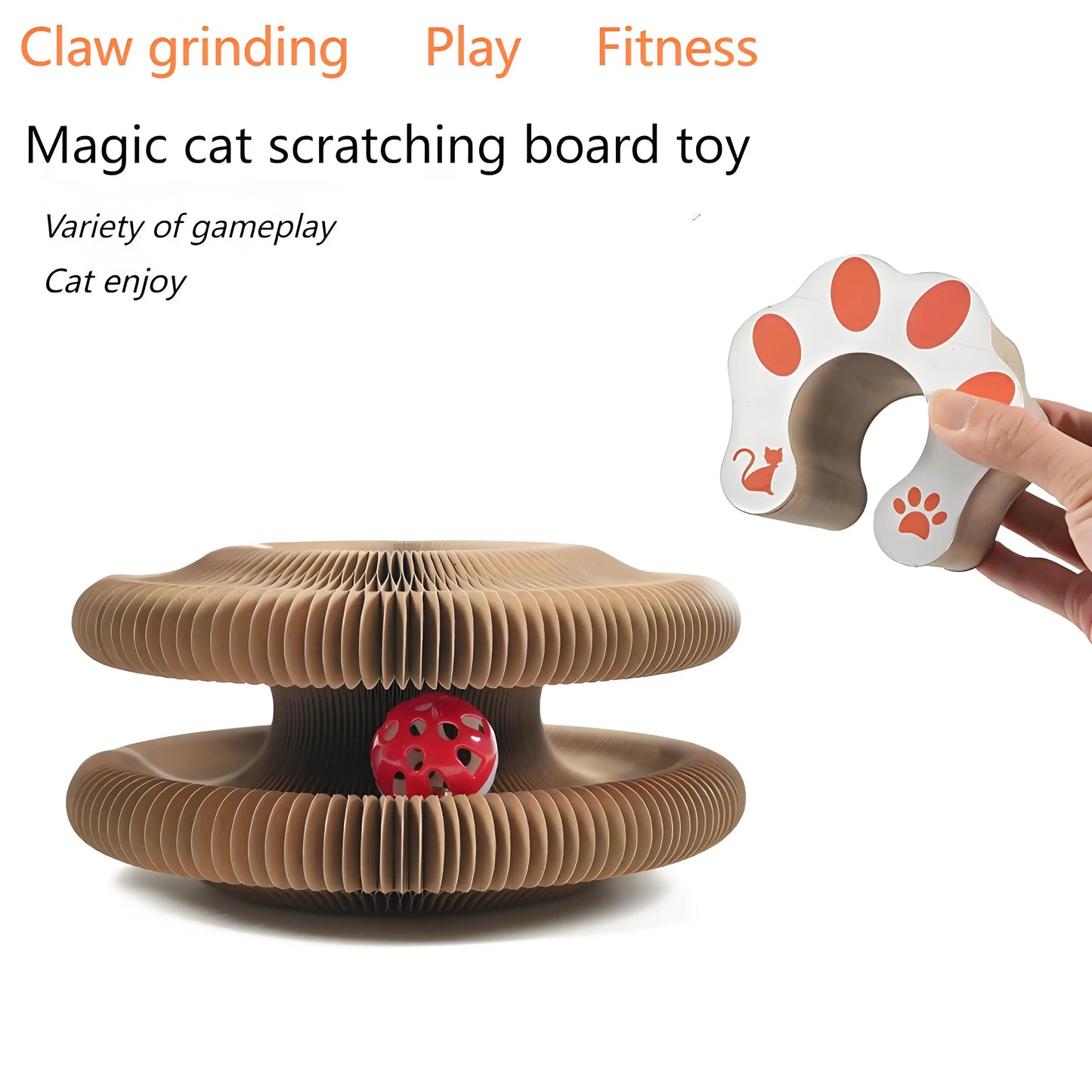 Cat Scratching Board w/ Bell – Corrugated Paper Toy,