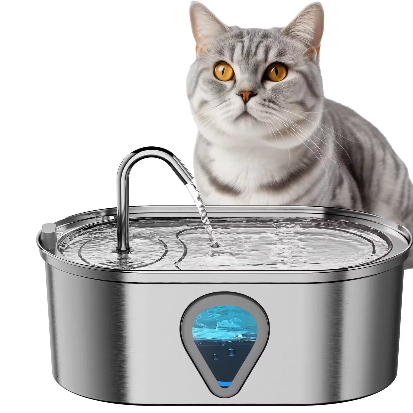 Auto large capacity pet water dispenser; stainless steel water fountain with LED Lighting;