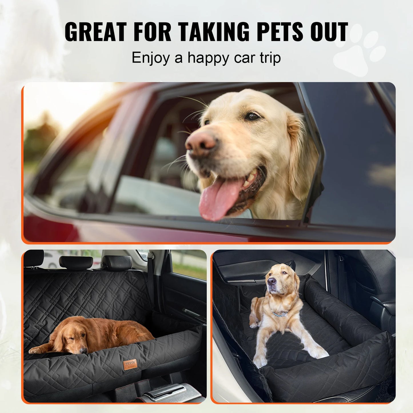 Dog Car Seat; Waterproof Dog Booster Seat; Pet Car Seat with Clip-On Safety Leash;