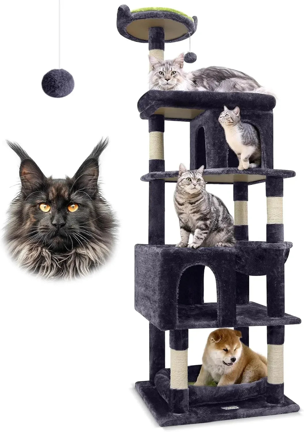 Heavy Duty Cat Trees Large Cats,Sturdy 72inMaine Coon Cats Tree for Large Cat 20lbs+Heavy Duty Cats Tower for Adult Biggest Cats